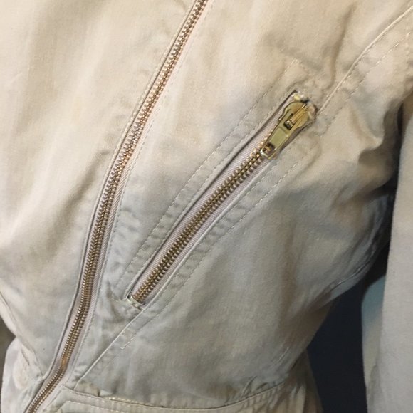 Khaki ABS Asymmetrical Twill Zipper Jacket - Picture 5 of 8